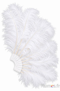 Ventaglio di piume di struzzo - ca. 60 cm, 10 piume, pelle bianca - bianco